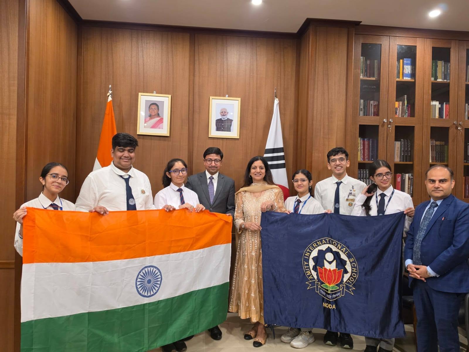 Curious Minds, Shaping the Future: Embassy welcomed students from the Amity Group of Schools as they visit the ROK for exchanges with Korean schoolchildren on 20 July 2026.